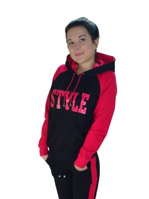 Толстовка женская черный\малина